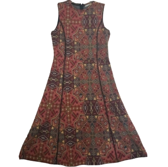 Zara Trafaluc Fall Winter Collection ~Size M~Red/Blue Geometric Print Dress. - Picture 8 of 12